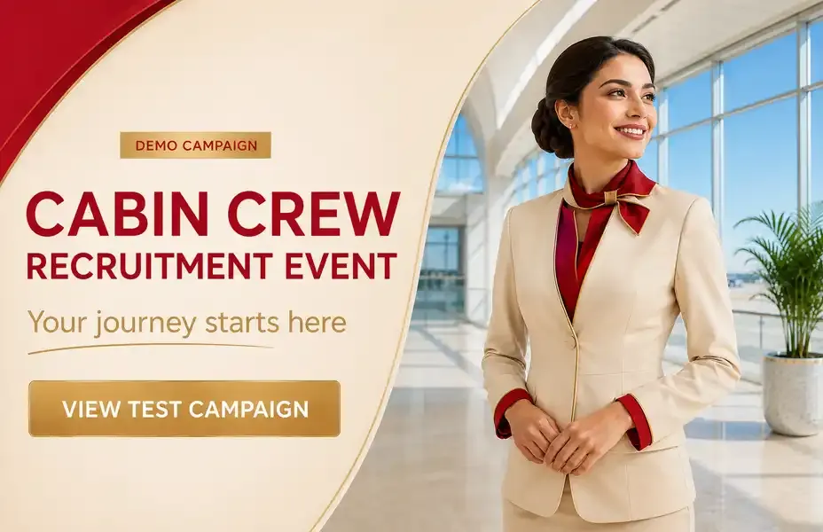 Jobs filter box havayolları için sponsorlu bannerlar: Emirates Cabin Crew Open Day, Etihad Recruitment Event, Qatar Airways recruitment event, Turkish Airlines kabin memuru işe alım ve Pegasus kabin memuru işe alım.
