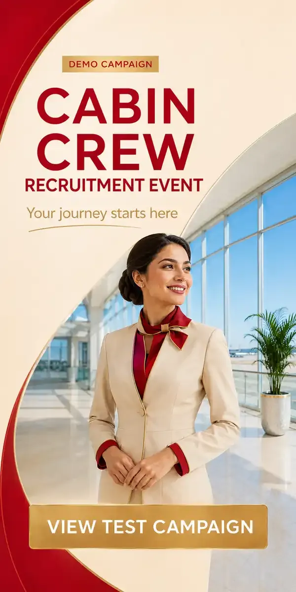 Article sidebar havayolları için sponsorlu bannerlar: Emirates Cabin Crew Open Day, Etihad Recruitment Event, Qatar Airways recruitment event, Turkish Airlines kabin memuru işe alım ve Pegasus kabin memuru işe alım.